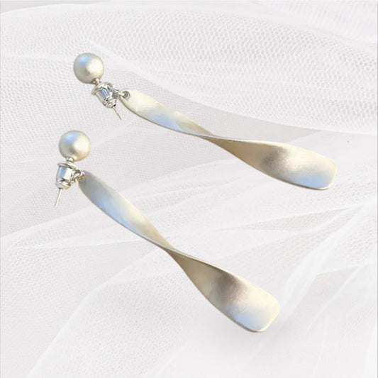 【多變簡約】幾何絲帶兩戴式耳環 | 圓珠後掛 S925銀針