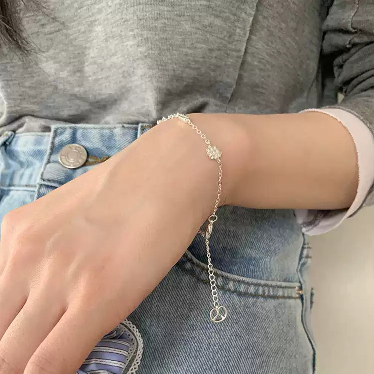 「麵包甜甜圈手鍊|S925鍍銀牛角包鹼水結手環|創意美食飾品|百搭網紅手鍊」