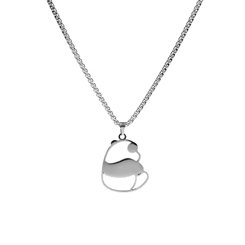 「治癒系熊貓背影項鍊|簡約衛衣鏈|INS風甜美小眾飾品」