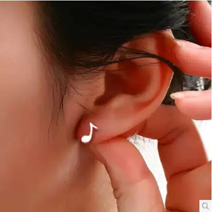 「音符純銀耳環|S925防過敏耳飾|韓系音樂精靈款|小眾個性耳環」