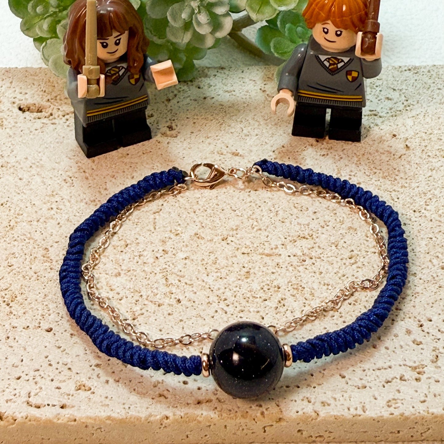 🌌✨ 【星空守護 · 藍砂玫瑰金手繩】✨🌹