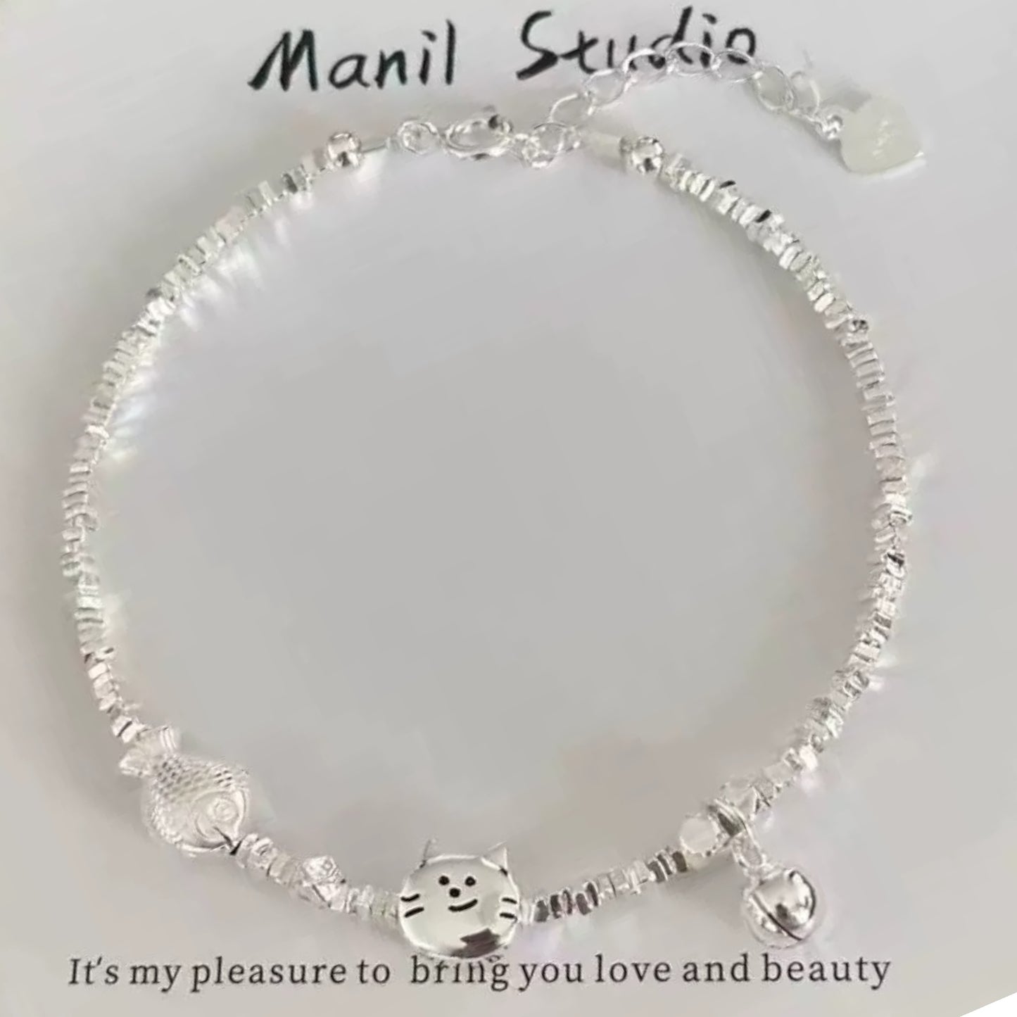 🐱 *【小貓吃魚碎銀手鍊】—— 可愛與個性的完美結合*