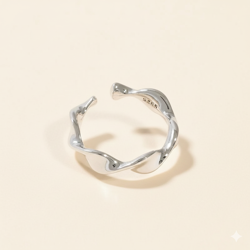 【復古小眾】波浪彎曲開口戒指