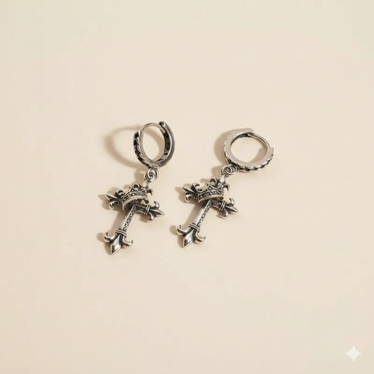 【復古小眾】皇冠十字架耳扣 | 精緻氣質 Huggies