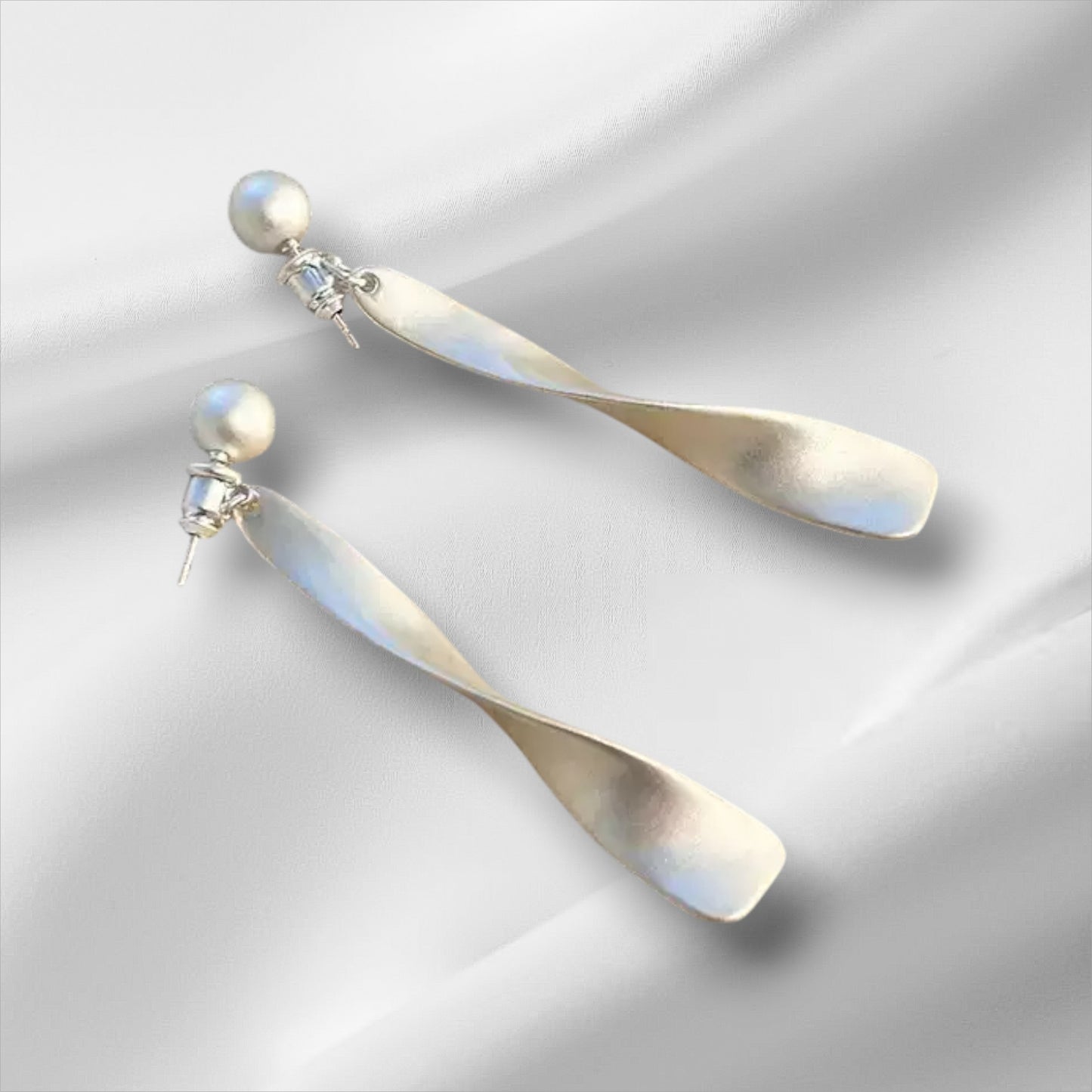 【多變簡約】幾何絲帶兩戴式耳環 | 圓珠後掛 S925銀針