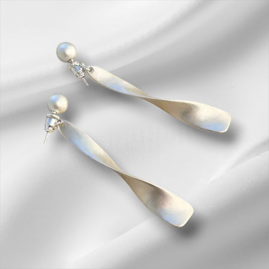 【多變簡約】幾何絲帶兩戴式耳環 | 圓珠後掛 S925銀針