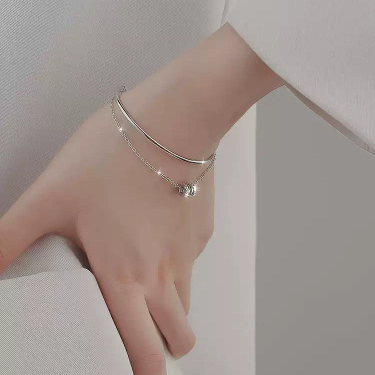 「雙層純銀手鍊｜簡約疊戴設計｜小眾INS風飾品｜閨蜜同款必備」