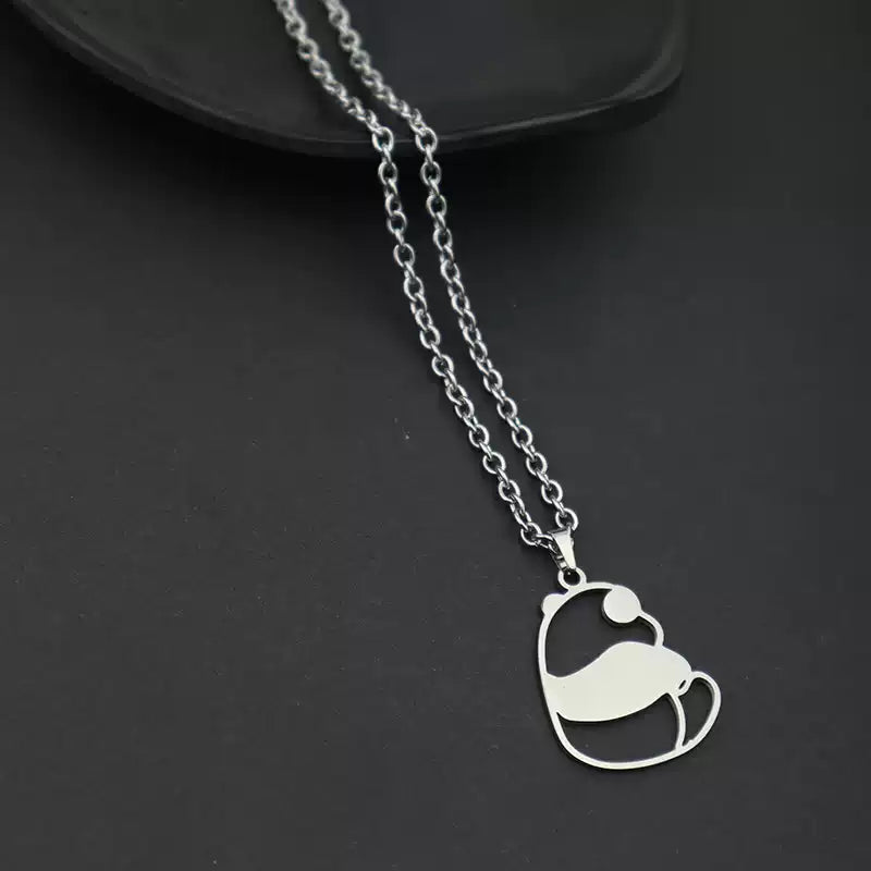 「治癒系熊貓背影項鍊｜簡約衛衣鏈｜INS風甜美小眾飾品」