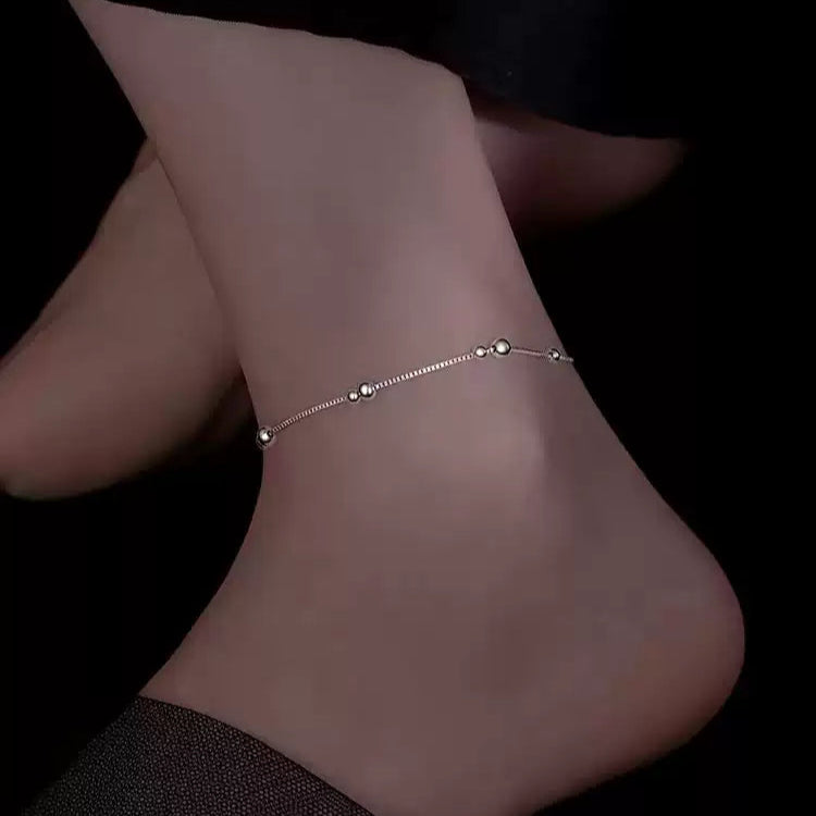 「2025開運足飾｜S925純銀轉運珠腳鍊｜極簡高級感腿鏈｜小眾潮流必備」