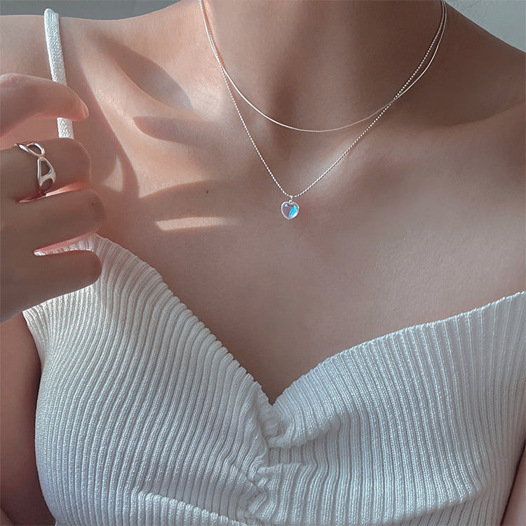 【 SEOUL AURORA • 炫彩極光心型純銀項鍊 】