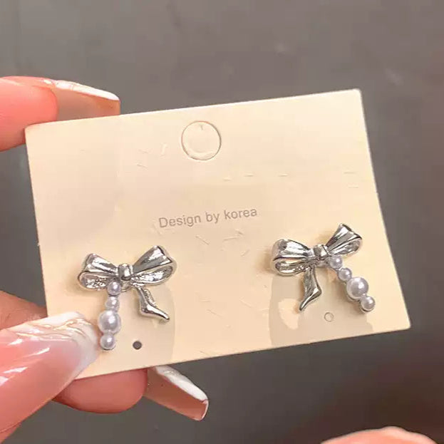 🦋 【甜夢蝶語耳墜】S925純銀珠珠蝴蝶結耳環
