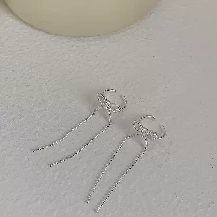 【無耳洞福音】蝴蝶結流蘇耳骨夾 - 優雅耳飾｜免打耳洞設計｜