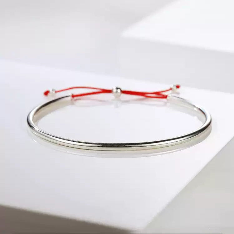 「紅繩蝴蝶結銀手鐲｜S925純銀極簡設計｜小眾信物手環｜Ins風氣質飾品」