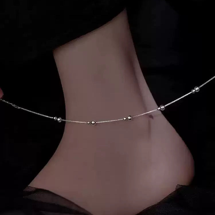 「2025開運足飾｜S925純銀轉運珠腳鍊｜極簡高級感腿鏈｜小眾潮流必備」