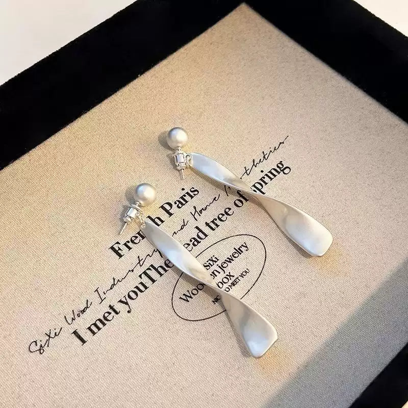 【多變簡約】幾何絲帶兩戴式耳環 | 圓珠後掛 S925銀針