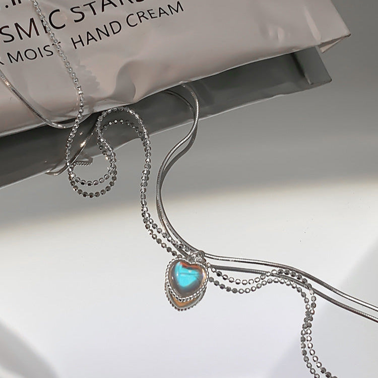 【 SEOUL AURORA • 炫彩極光心型純銀項鍊 】