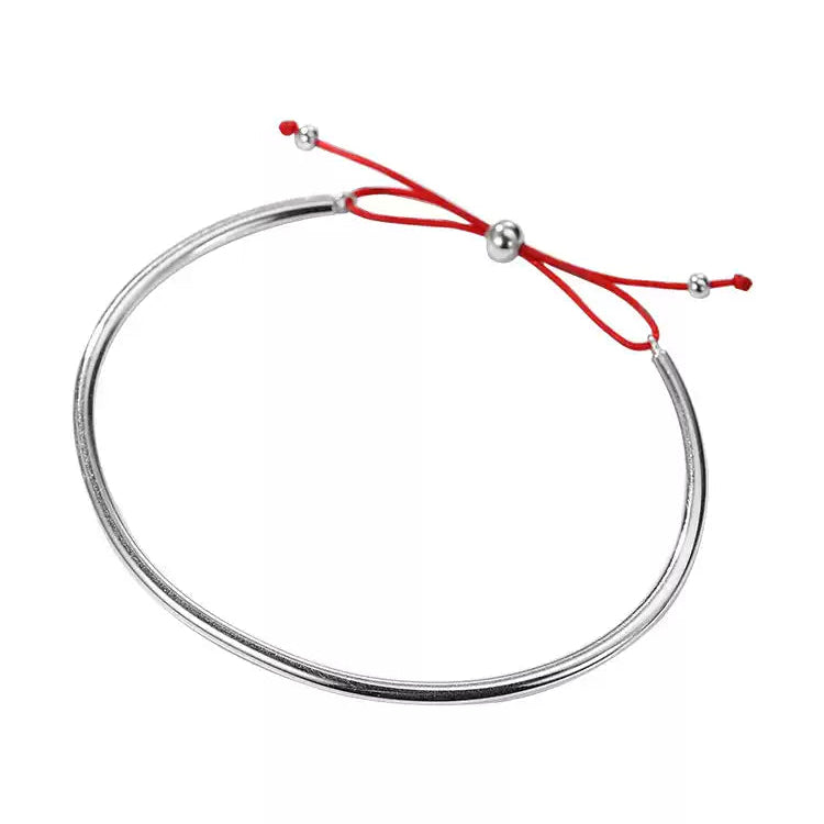 「紅繩蝴蝶結銀手鐲｜S925純銀極簡設計｜小眾信物手環｜Ins風氣質飾品」