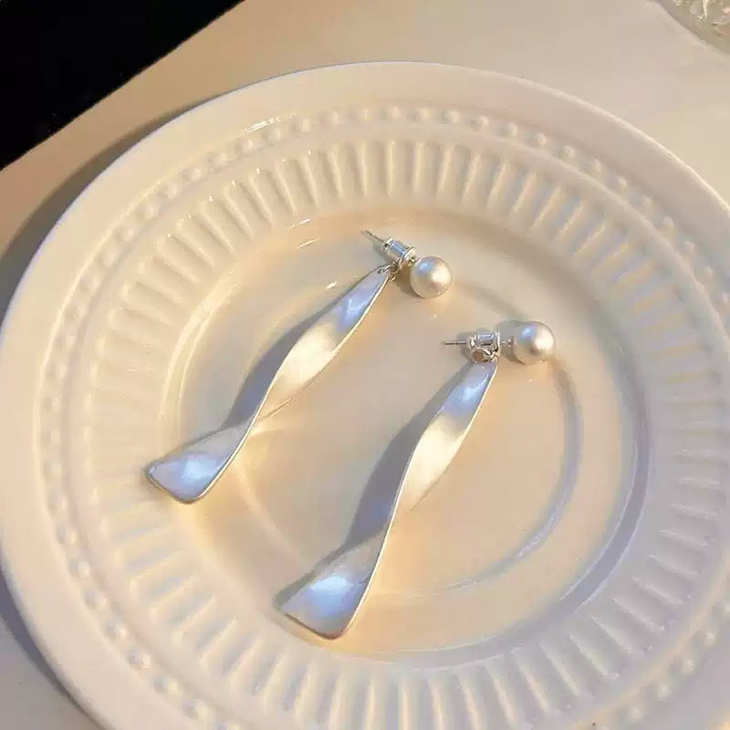 【多變簡約】幾何絲帶兩戴式耳環 | 圓珠後掛 S925銀針