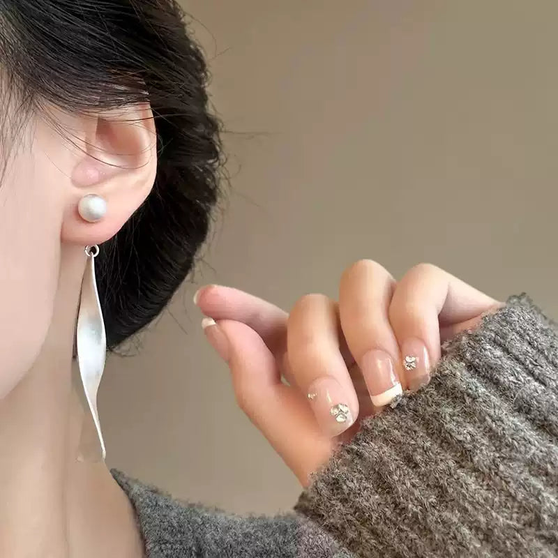 【多變簡約】幾何絲帶兩戴式耳環 | 圓珠後掛 S925銀針