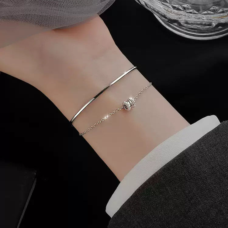 「雙層純銀手鍊｜簡約疊戴設計｜小眾INS風飾品｜閨蜜同款必備」