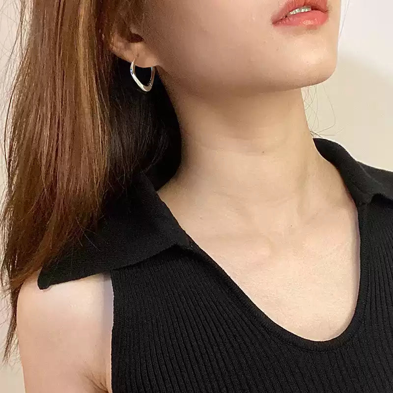 【現代極簡】幾何菱形扭曲耳環 - S925鍍銀耳針｜設計感十足｜