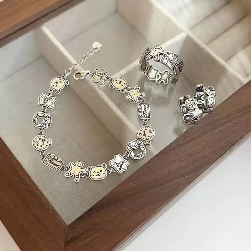 🪄 【2025薑餅小熊復古手鍊】S925純銀閨蜜禮物手飾