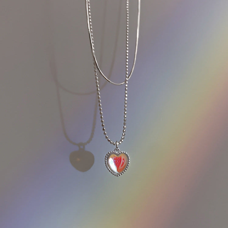 【 SEOUL AURORA • 炫彩極光心型純銀項鍊 】