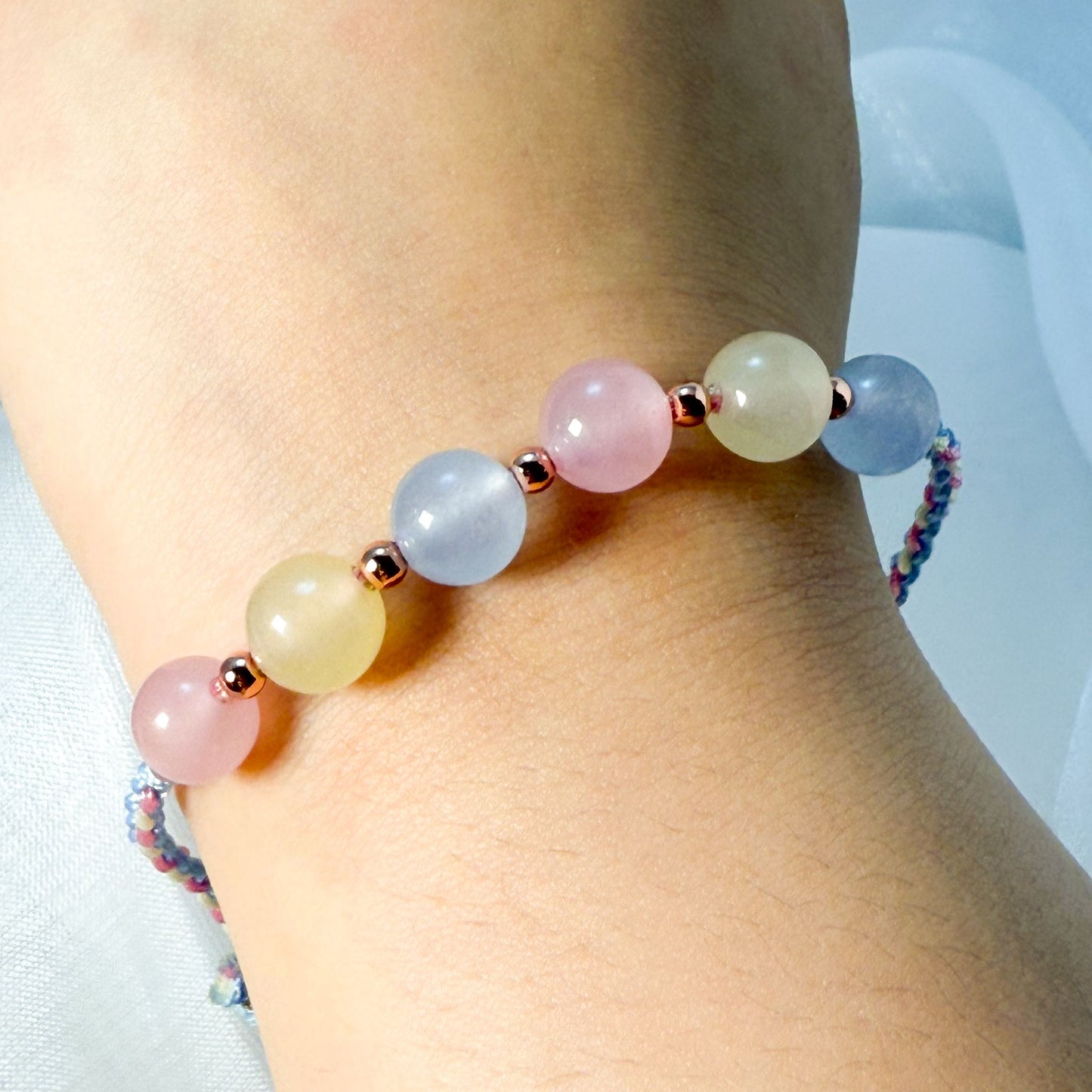 🌟 粉漾心語 · 摩根石三色手繩 🌟