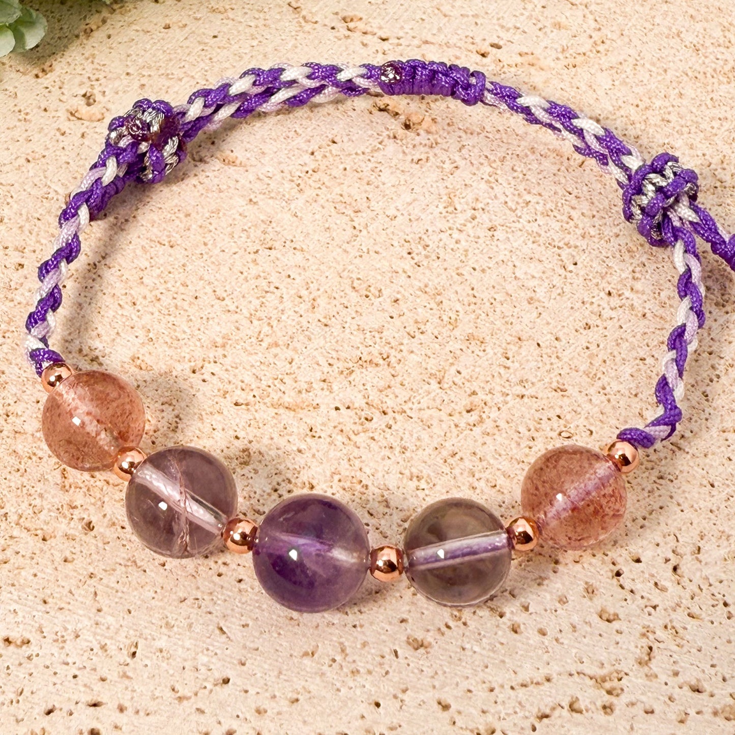 🌟 浪漫守護 · 草莓晶紫晶手繩 🌟