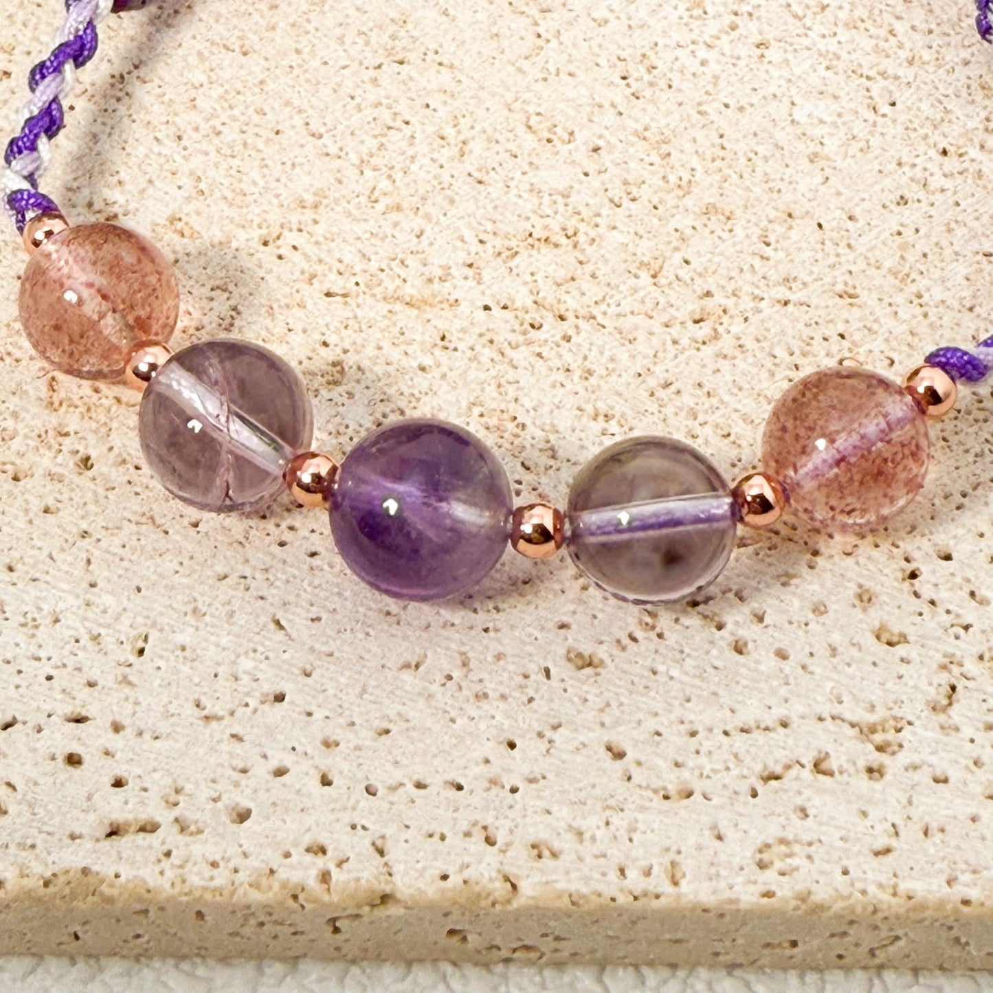 🌟 浪漫守護 · 草莓晶紫晶手繩 🌟