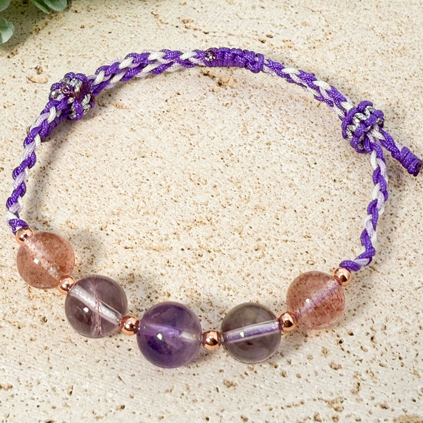 🌟 浪漫守護 · 草莓晶紫晶手繩 🌟