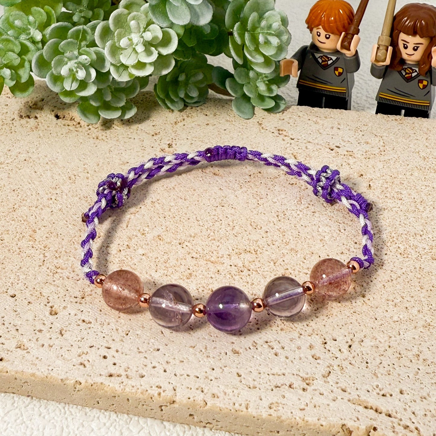 🌟 浪漫守護 · 草莓晶紫晶手繩 🌟