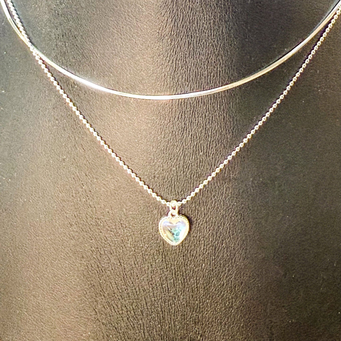 【 SEOUL AURORA • 炫彩極光心型純銀項鍊 】