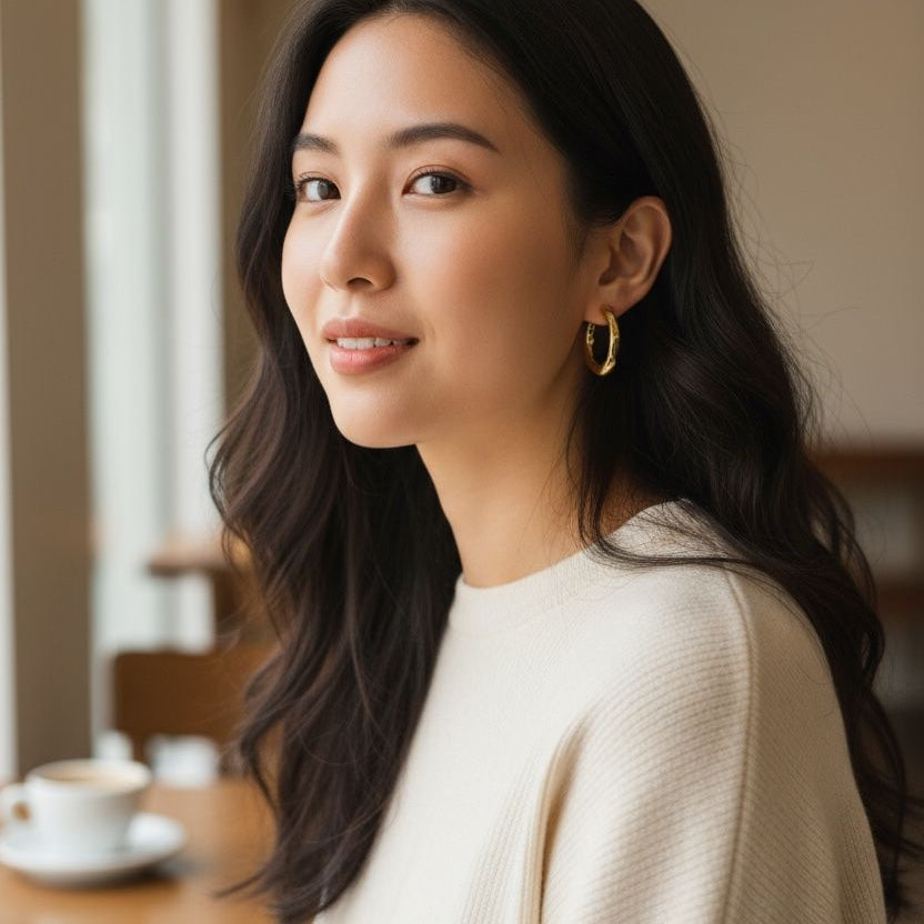 【現代極簡】幾何菱形扭曲耳環 - S925鍍銀耳針｜設計感十足｜