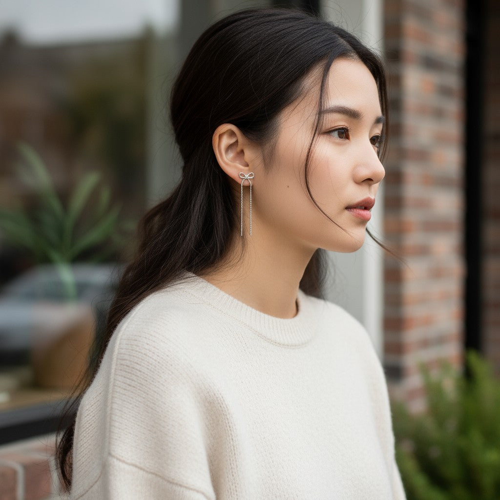 【無耳洞福音】蝴蝶結流蘇耳骨夾 - 優雅耳飾｜免打耳洞設計｜