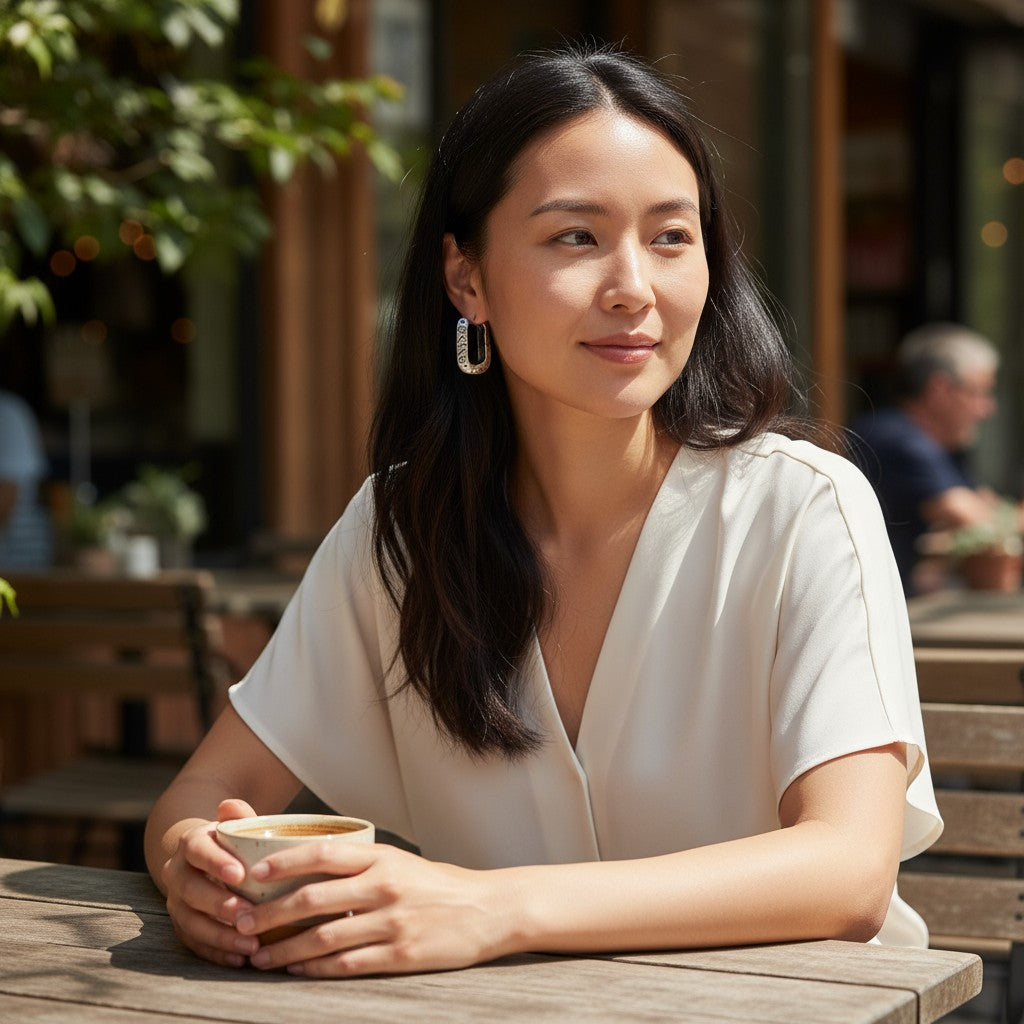 【個性宣言】塗鴉U型耳環 - 藝術感日常配飾｜輕盈舒適｜