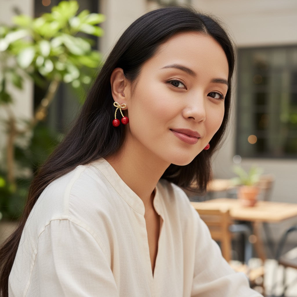 【甜美必備】可愛櫻桃耳環 - 精緻果實設計｜減齡神器｜