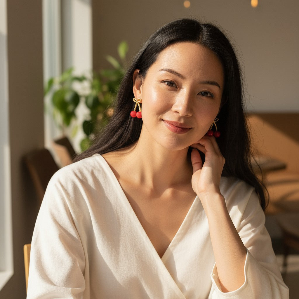 【甜美必備】可愛櫻桃耳環 - 精緻果實設計｜減齡神器｜