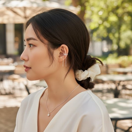 【無耳洞福音】蝴蝶結流蘇耳骨夾 - 優雅耳飾｜免打耳洞設計｜