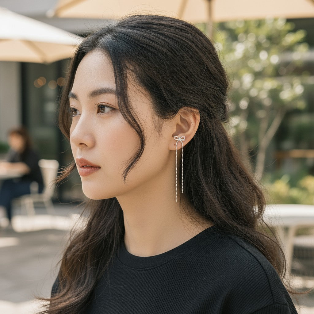 【無耳洞福音】蝴蝶結流蘇耳骨夾 - 優雅耳飾｜免打耳洞設計｜