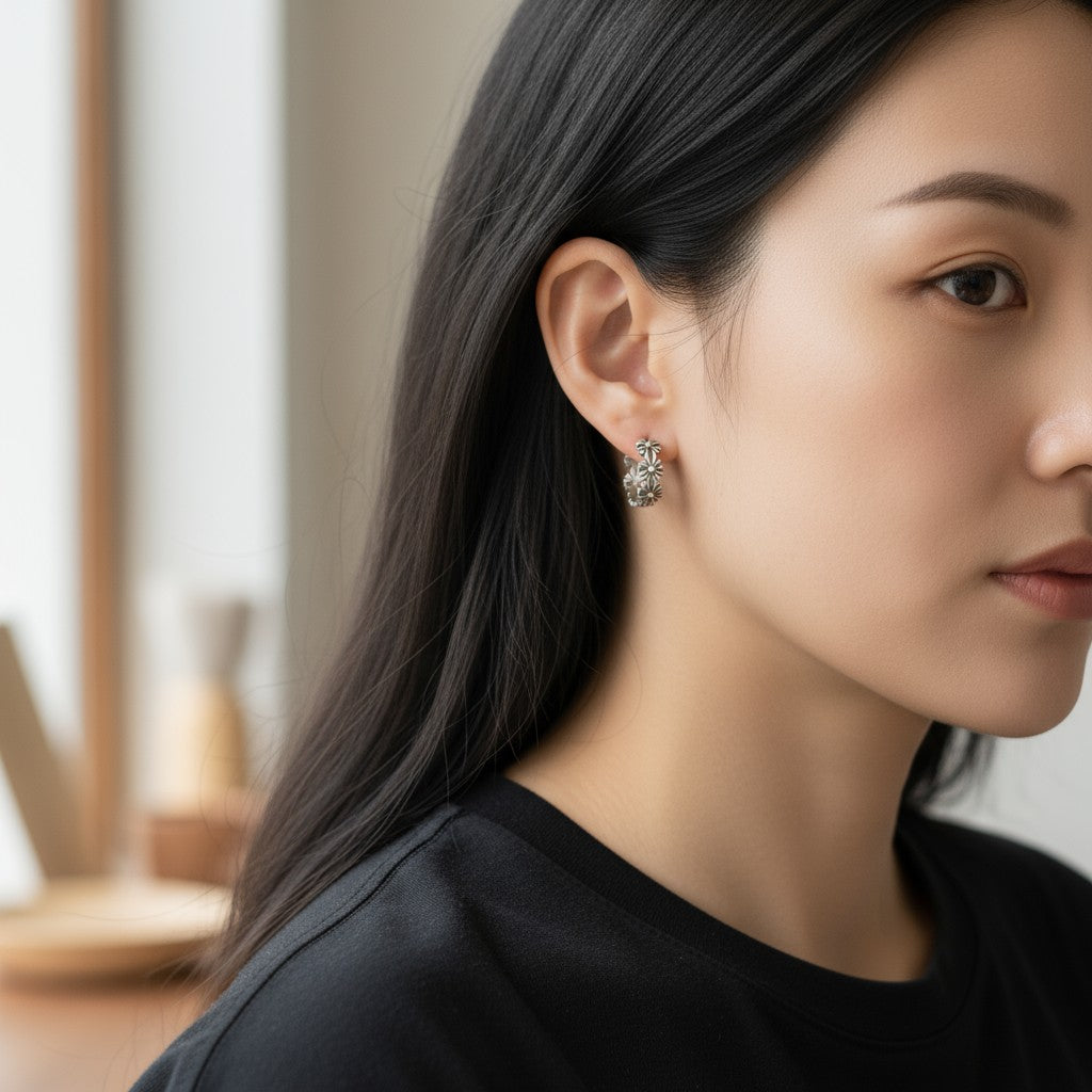 【暗黑美學】十字圓圈藤花耳環 - 復古做舊工藝｜鏤空設計｜