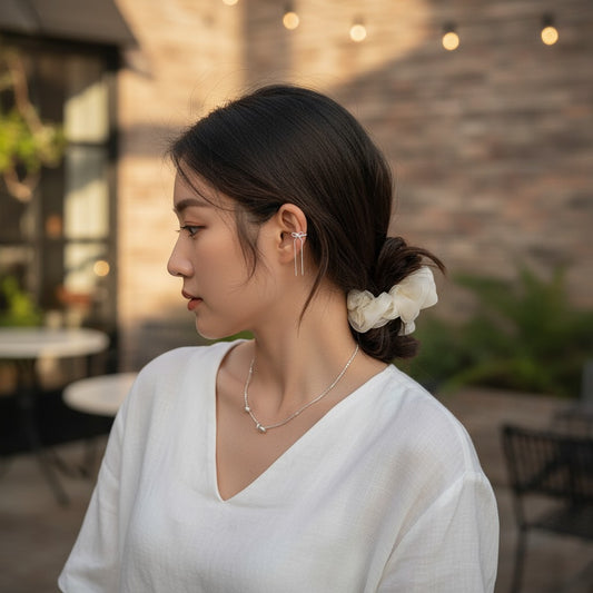 【無耳洞福音】蝴蝶結流蘇耳骨夾 - 優雅耳飾｜免打耳洞設計｜